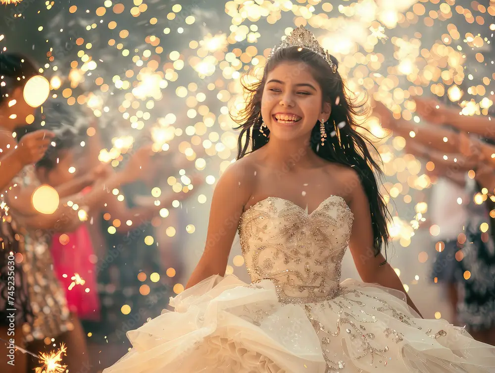 15 Year Old Girl Celebrating Her Quinceañera