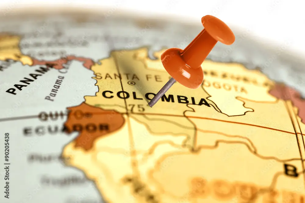 Location Colombia. Red pin on the map.
